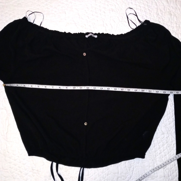 FASHION NOVA OFF SHOULDERS TOP CROPPED LONG SLEEVE BLOUSE BLACK PLUS SIZE 2XL - Picture 6 of 9